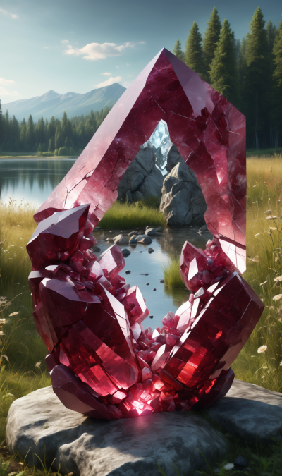 A rubywall crystal near a lake in Serbule