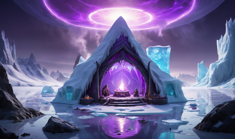  Ratuk the Thinker camping and testing teleportation magic at the western ice floes in Kur